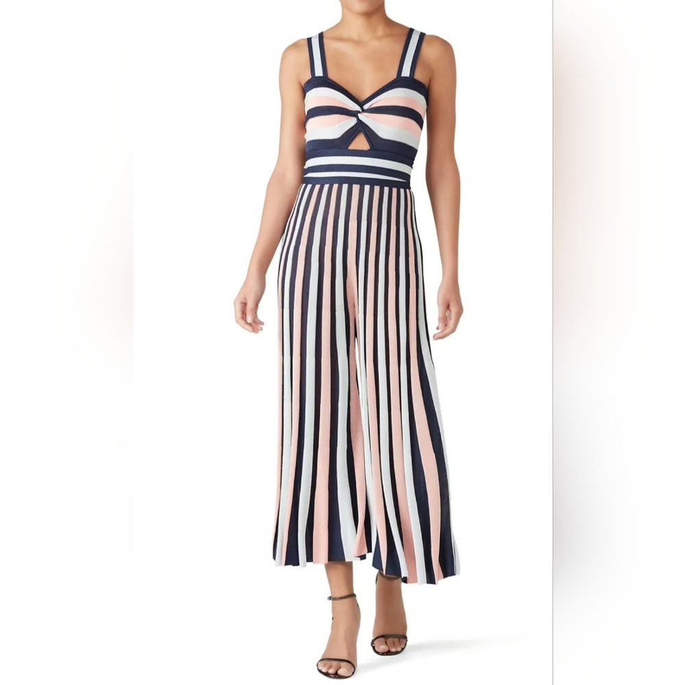 Temperley London small Isabella Jumpsuit striped black pink sleeveless